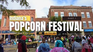 Popcorn Festival Parade in the streets of Valparaiso Indiana | Walking tour Part 1