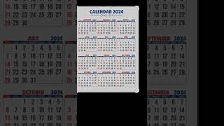 Calendar 2024 ||#2024 #Calendar #shorts