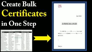 create bulk certificates in one step using excel and word | auto create certificates in word