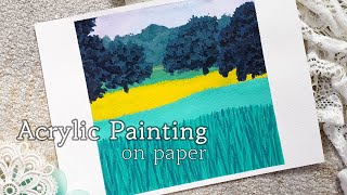 [Sub] 아크릴 물감으로 봄풍경 그리기 No.33 || Spring landscape | Easy Acrylic Painting on Paper Step by Step
