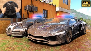 Restore Police Lamborghini Aventador SV \u0026 Bugatti Veyron | Forza Horizon 5 | Steering Wheel gameplay