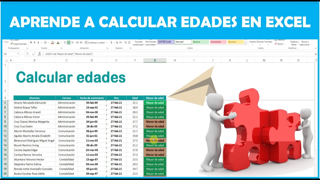 Como Calcular La Edad En Excel Con Fecha De Nacimiento, Calcular La ...