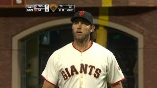 WSH@SF: Bumgarner fans five, holds Nats to two runs