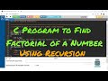 Recursion | C Program for Finding the Factorial of a Number using Recursive function | PSP Videos