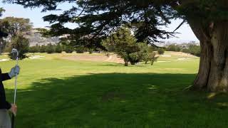 Punchy golf swing up 17 at Cal Club, par 5 San Francisco California almost went in #california #golf