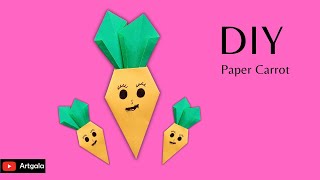 How To Make Easy Paper CARROT for Kids / Paper Vegetables Making / Origami Paper Craft