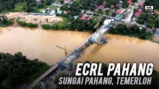 ECRL Pahang: Merentasi Sungai Pahang, Temerloh - The East Coast Rail Link| Progress Update ECRL (4k)