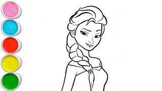 Beautiful Elsa Frozen Drawing for kids, Painting \u0026 Coloring for kids, Toddlers | Let's Draw Together