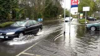 Flooding at entrance to car park Tesco, Millhouses, Sheffield