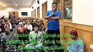 Testimoni ilmu Selangk, Lulus Test Sidang Sarjana, Skripsi diterima tanpa syarat