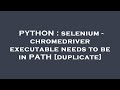 PYTHON : selenium - chromedriver executable needs to be in PATH