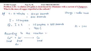 A solution of CuSO4 is electrolyzed for 10 minutes with a current of 1.5amperes......