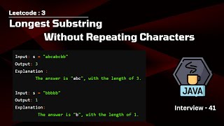 Longest Substring Without Repeating Character | Sliding Window | Leetcode : 3 | Java | Tamil