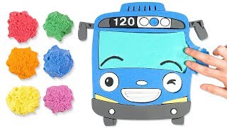 Coloring Tayo Bus with Kinetic Sand for Kids, Children