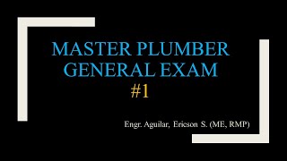 Master Plumber General Exam -#1