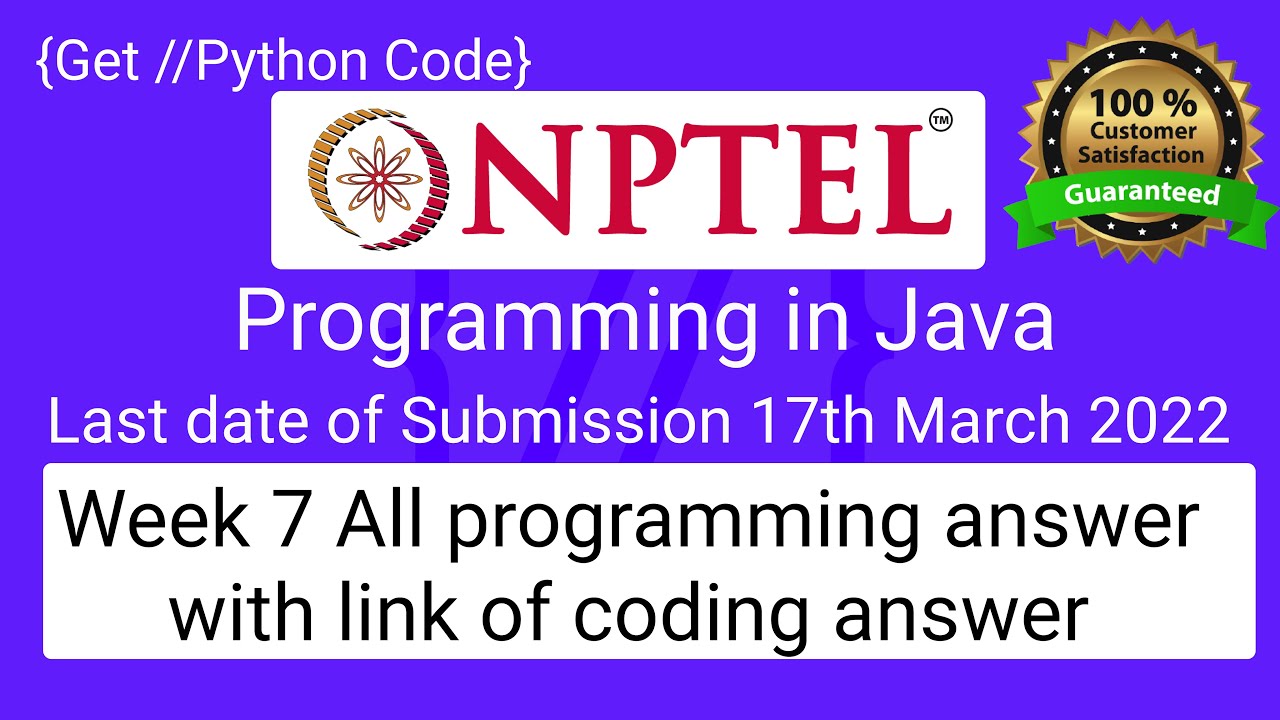 NPTEL Programming In Java Week 7 All 5 Programming Assignment Answer ...