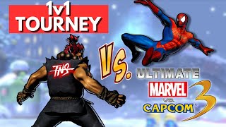 1V1 UMvC3 Tournament! (Akuma, Chris, Spider-Man, Wesker, Ryu, Magneto) Pools TOP 8 Tourney Marvel 3