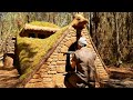 Building a primitive shelter  completely warm and waterproof roof Off the grid - long version part