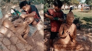 សកម្មភាពឆ្លាក់រូបដើម្បីតម្កល់ទុកបូជា//How to make the status of Buddha