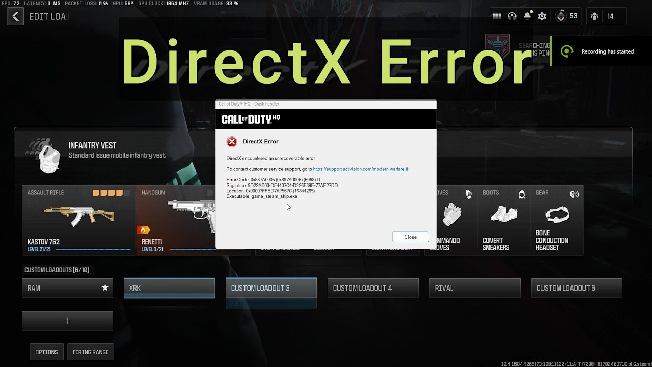 Activision DirectX Error Call Of Duty MW3 - YouTube