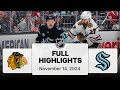 NHL Highlights | Blackhawks vs. Kraken | November 14, 2024