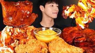 ASMR MUKBANG BBQ CHICKEN \u0026 FRIED CHICKEN \u0026 SEASONED FRIED CHICKEN