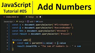 JavaScript Tutorial 5 - Exercise: Find sum of Numbers Entered by user in JavaScript