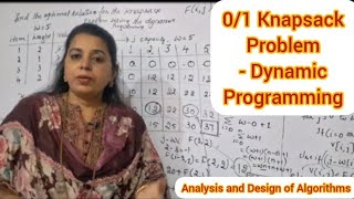 Lec41 : 0/1 Knapsack Problem - Dynamic Programming