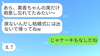 義姉に一方的に嫌われて、結婚式で私だけ席が用意されていない状況。「席がないなら帰れ」と言われたので、言われた通りに帰ったら女の式が大変なことに。