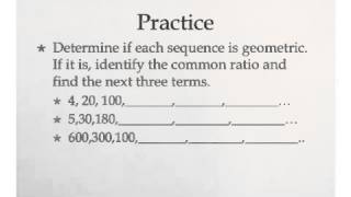#4.1 - Geometric sequences, common ratio - Algebra 2