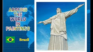 Christ the Redeemer Statue In Brazil/Around The World In Paintings/ Easy Acrylic Painting #74