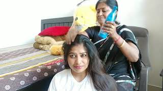 Hair oilling, hair oilling with mom different types of braid with ribbon 🎀 Indian Vlogger Swarnali