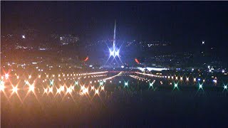 【大阪伊丹空港】光の饗宴！　千里川土手からの夜景　Night view of Landing at Osaka Itami Airport