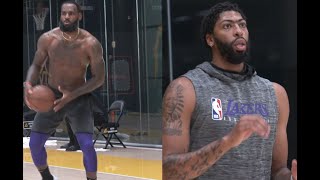 LeBron James & Anthony Davis Shooting Workout At Lakers Practice Before Heading To Orlando.