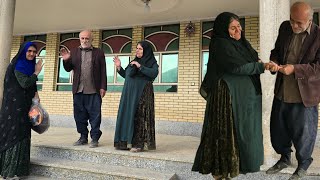 The shopkeeper's sister says goodbye to her brother and Mrs. Sugli and returns to her home.