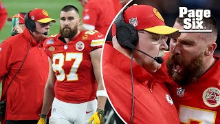 Livid Travis Kelce bumps, screams at Andy Reid to keep him on field after Chiefs’ Super Bowl fumble