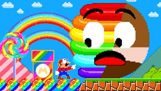 Super Mario Bros. But When Everything Mario Touches Turns To Rainbow Candy | PixSaga Mario