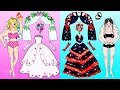 DIY Paper Doll | Pink VS Black Barbie Wedding Dress Angel And Devil EXTREME Makeover | Dolls Beauty