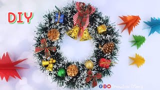 How to make a Christmas Wreath | DIY พวงมาลัยคริสต์มาสแบบง่ายๆ | Christmas Wreath