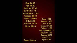 KANBEROĞLU TURİZM _ SİNOP KALKIŞ 13.00 _ IĞDIR KALKIŞ 14.00 SEFER SAAT LİSTESİ 24.02.2025