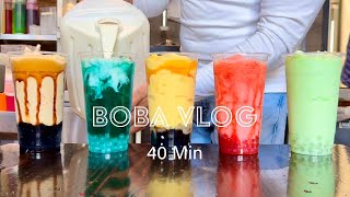 40 Min Collection of Baristas Making Bubble Tea. Relieve Stress. Boba Cafe Vlog ASMR BV 26-29