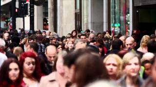 Crowded People Walking Down Oxford Street London 4K UHD Stock Video Footage