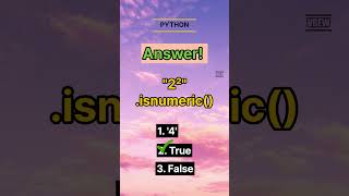 python isnumeric method#quiz #python #pythontutorial #pythonprogramming #pythonforbeginners #python3