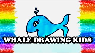 How to draw a Whale step by step drawing for Kids | Whale drawing | Easy drawings for beginners