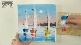 Acrylic painting for beginners / Sailboats / Abstract painting