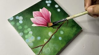 Magnolia flower painting/easy acrylic painting tutorial for beginners/floral painting/#47