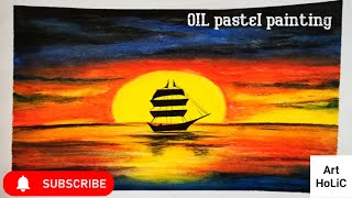 Easy Sunset Drawing For Beginners Step by Step/ Easy Oilpastel Drawing For Beginners Step by step