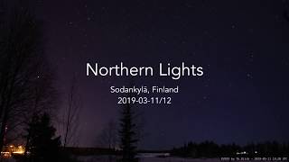 Northern Lights above Sodankylä, Finland, 11th/12th March 2019