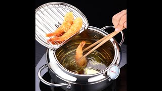 Deep Frying Pot with a Thermometer and a Lid  Stainless Steel