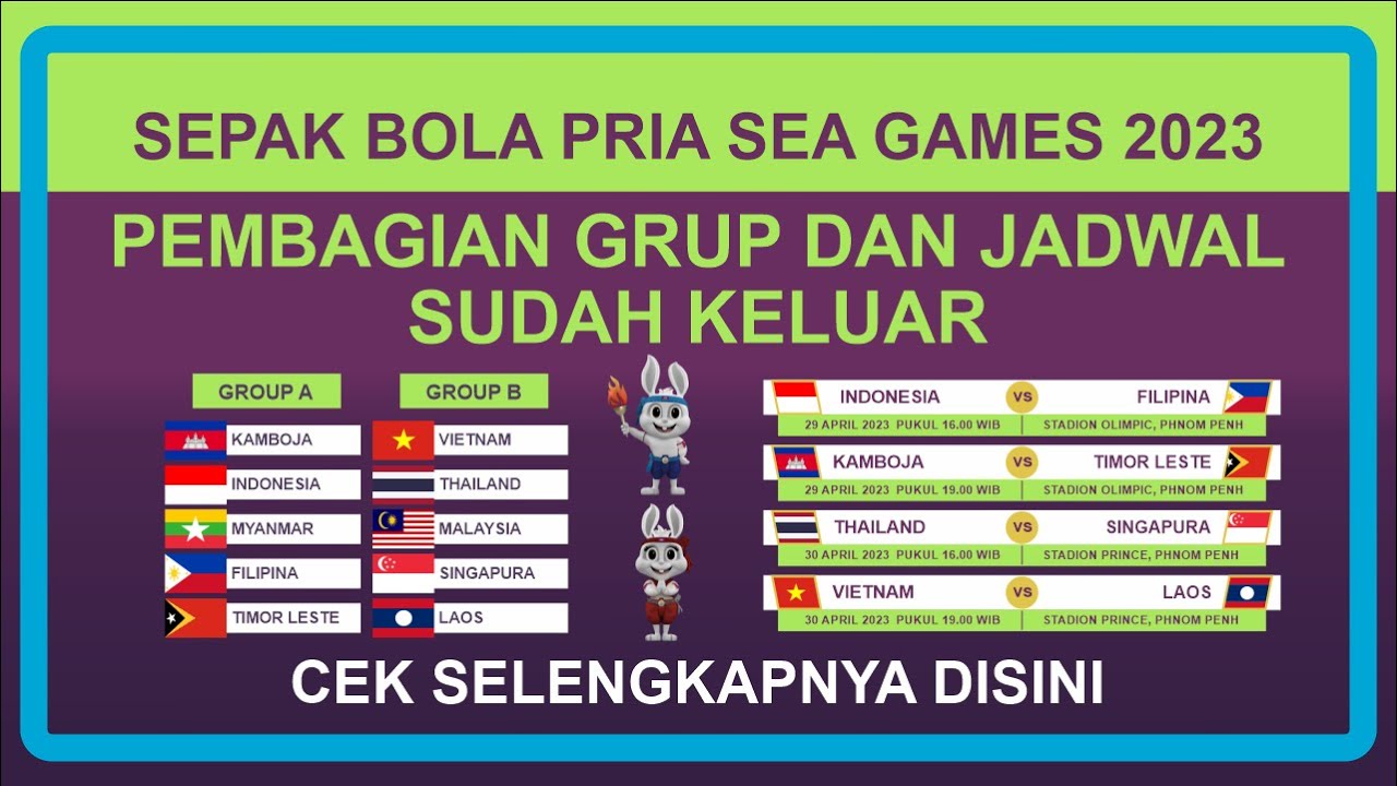 PEMBAGIAN GRUP DAN JADWAL LENGKAP SEPAK BOLA PRIA SEA GAMES 2023 - YouTube